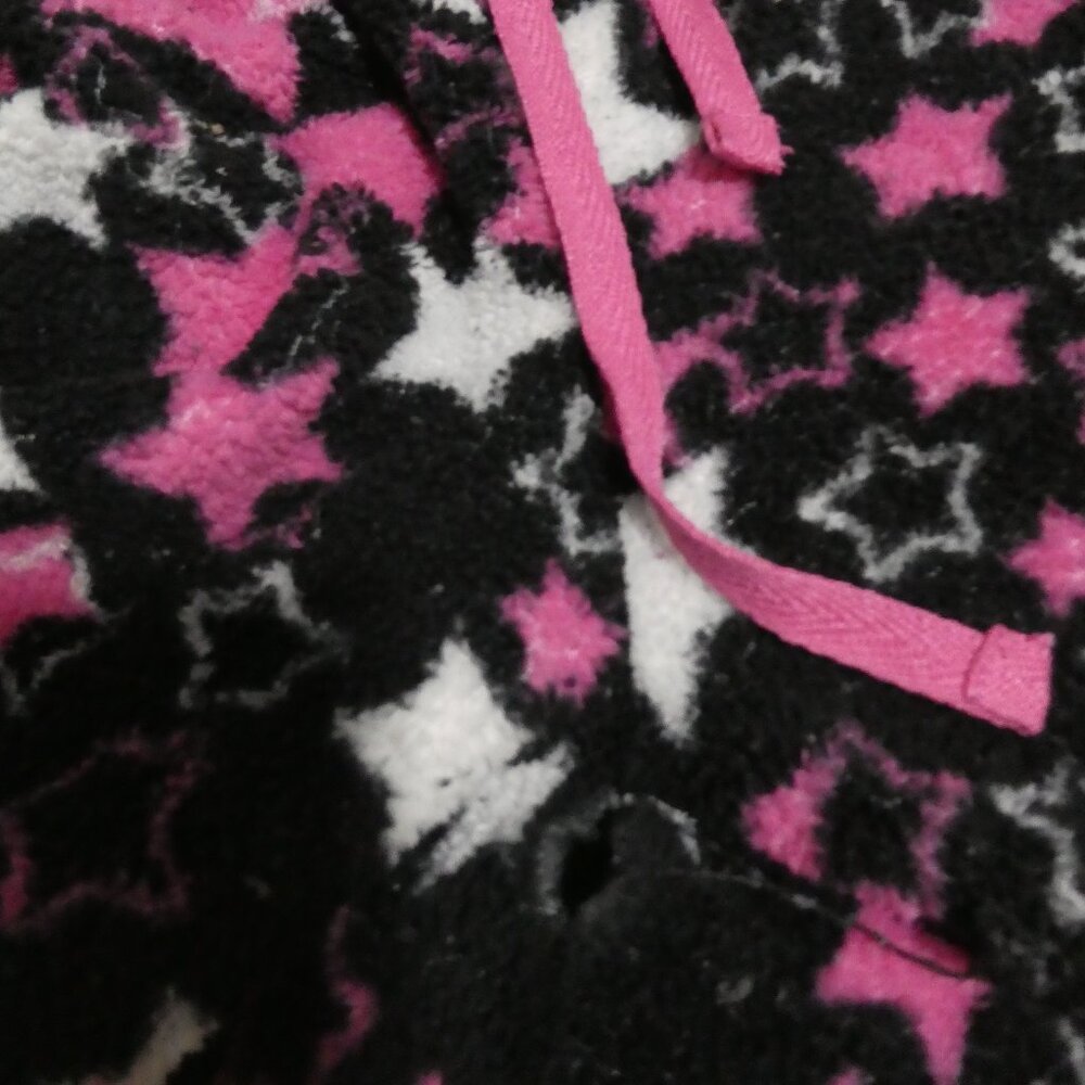 725 ORIGINALS | small | Black Fleece Pajama - Lounge Pants | Pink & White Stars - Picture 16 of 16